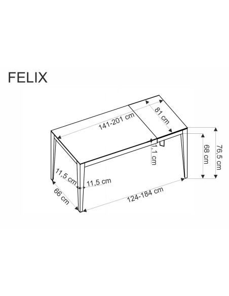 FELIX stół rozkładany, blat - biały marmur, nogi - czarny (2p 1szt)