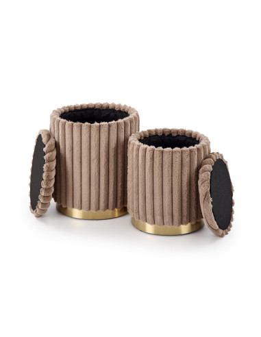 FIDO zestaw 2 puf, cappuccino / złoty (1p 1kpl)
