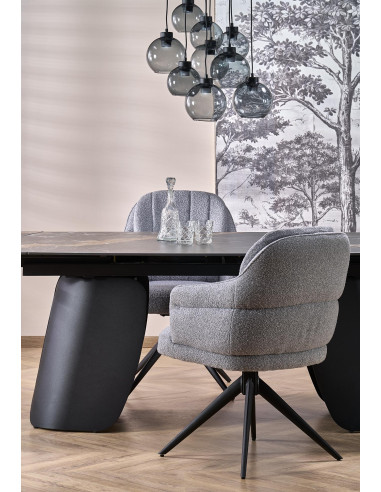 FORUM stół rozkładany, czarny marmur / czarny (3p 1szt)