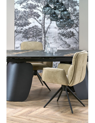 FORUM stół rozkładany, czarny marmur / czarny (3p 1szt)