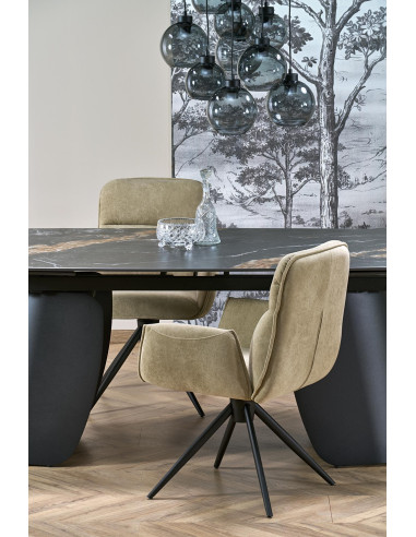 FORUM stół rozkładany, czarny marmur / czarny (3p 1szt)