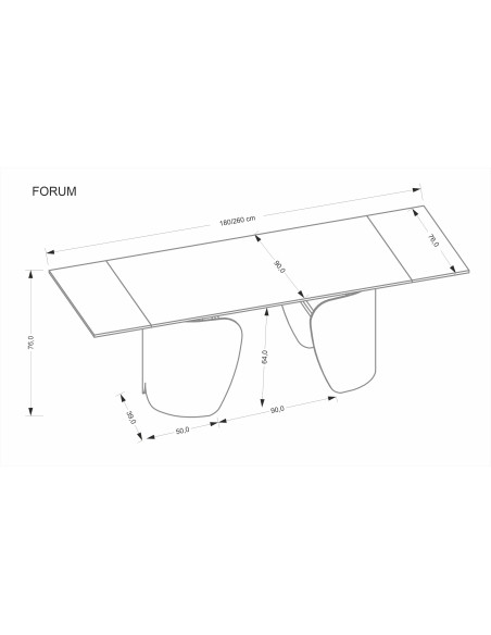 FORUM stół rozkładany, czarny marmur / czarny (3p 1szt)