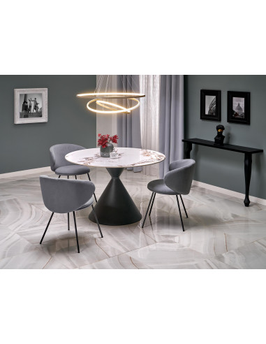 GARET stół okrągły, biały marmur / czarny (2p 1szt)