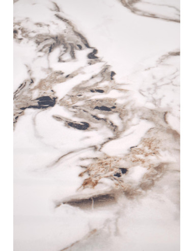 GARET stół okrągły, biały marmur / czarny (2p 1szt)