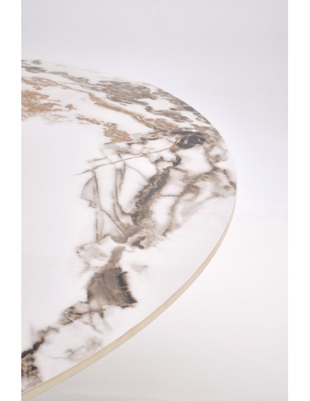 GARET stół okrągły, biały marmur / czarny (2p 1szt)