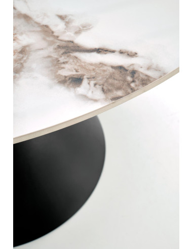 GARET stół okrągły, biały marmur / czarny (2p 1szt)