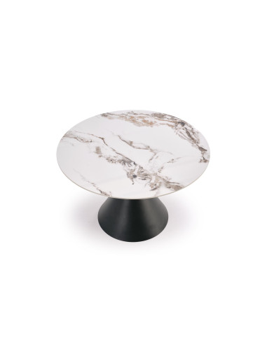 GARET stół okrągły, biały marmur / czarny (2p 1szt)