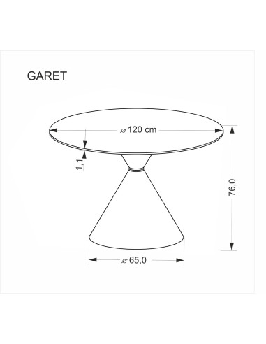 GARET stół okrągły, biały marmur / czarny (2p 1szt)