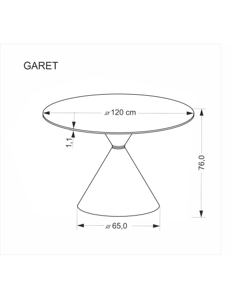 GARET stół okrągły, biały marmur / czarny (2p 1szt)