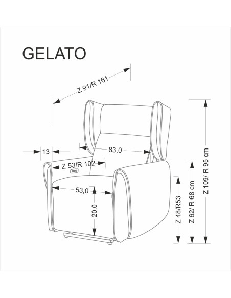 GELATO fotel wypoczynkowy popielaty (1p 1szt)