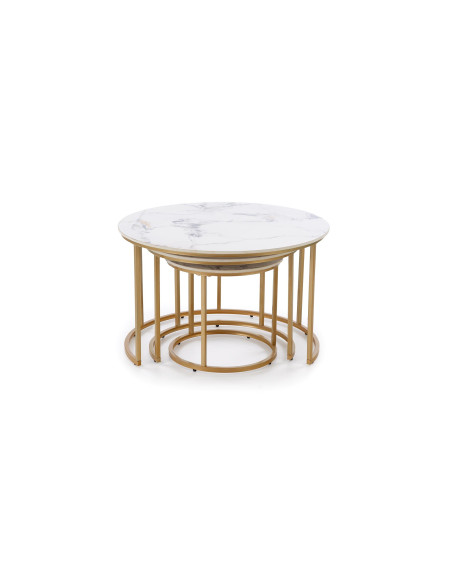 GILDA zestaw 3 ław, biały marmur / złoty (1p 1set)