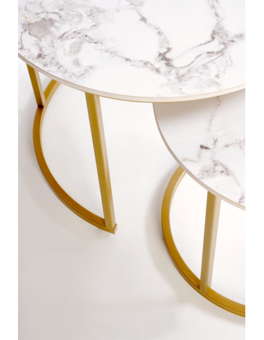 GILDA zestaw 3 ław, biały marmur / złoty (1p 1set)