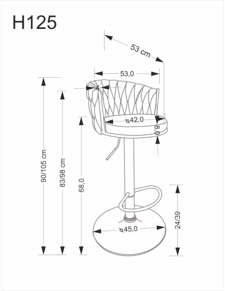 H125 hoker, nogi - czarny, siedzisko - beżowy (1p 2szt)