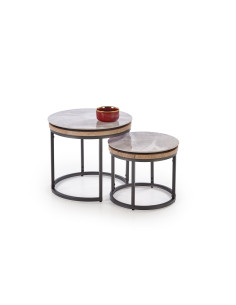 ITAKA zestaw 2 ław, popielaty marmur / grafitowy (1p 1szt)