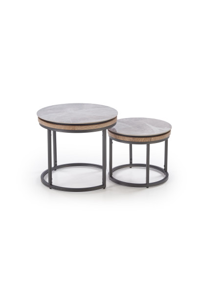 ITAKA zestaw 2 ław, popielaty marmur / grafitowy (1p 1szt)