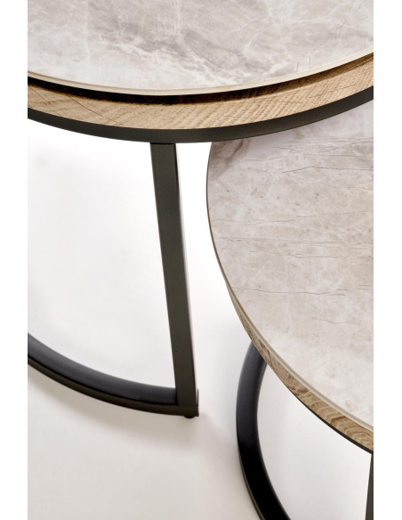 ITAKA zestaw 2 ław, popielaty marmur / grafitowy (1p 1szt)