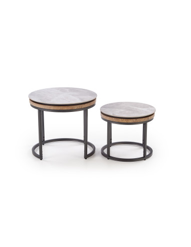 ITAKA zestaw 2 ław, popielaty marmur / grafitowy (1p 1szt)