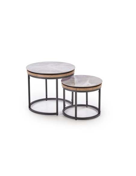 ITAKA zestaw 2 ław, popielaty marmur / grafitowy (1p 1szt)