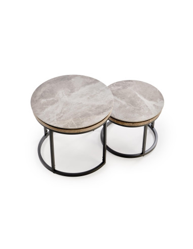 ITAKA zestaw 2 ław, popielaty marmur / grafitowy (1p 1szt)