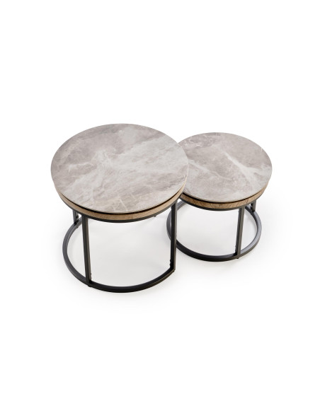 ITAKA zestaw 2 ław, popielaty marmur / grafitowy (1p 1szt)