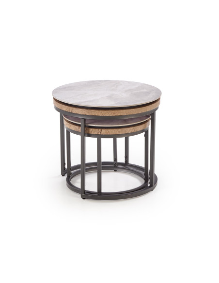 ITAKA zestaw 2 ław, popielaty marmur / grafitowy (1p 1szt)