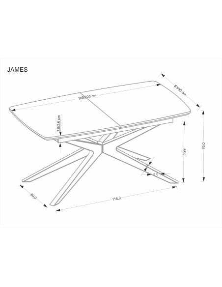 JAMES stół rozkładany, naturalny / czarny (2p 1szt)