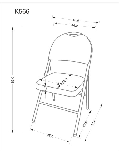 K566 krzesło składane, czarny (1p 6szt)