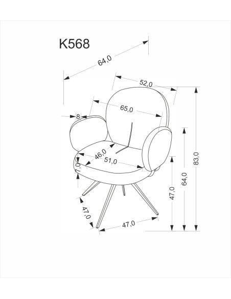 K568 krzesło,  cynamonowy (2p 2szt)