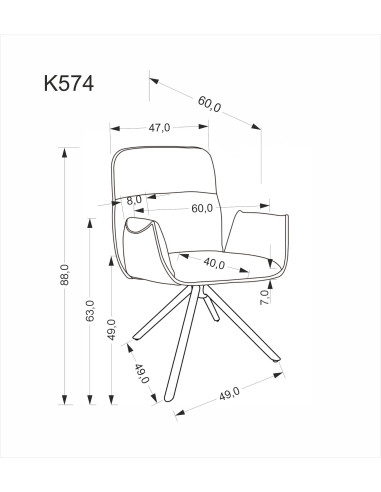 K574 krzesło popielaty (1p 2szt)