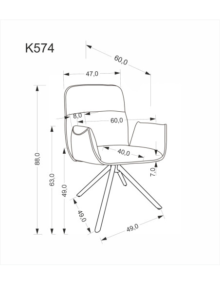 K574 krzesło popielaty (1p 2szt)