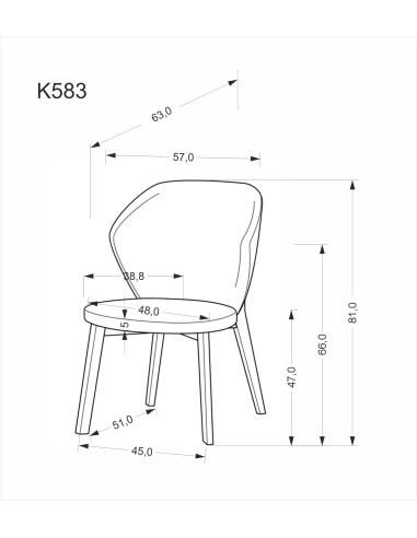 K583 krzesło, orzechowy / brązowy / beżowy (1p 2szt)