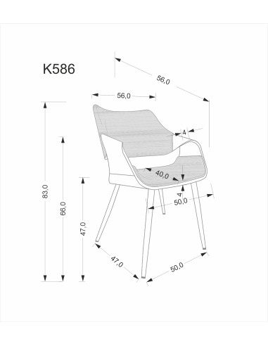 K586 krzesło, orzechowy / czarny