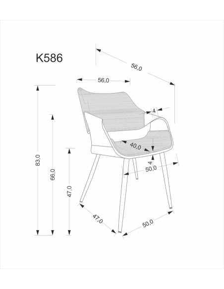 K586 krzesło, orzechowy / czarny
