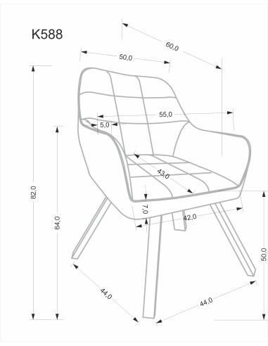 K588 krzesło z funkcją obracania, czarny