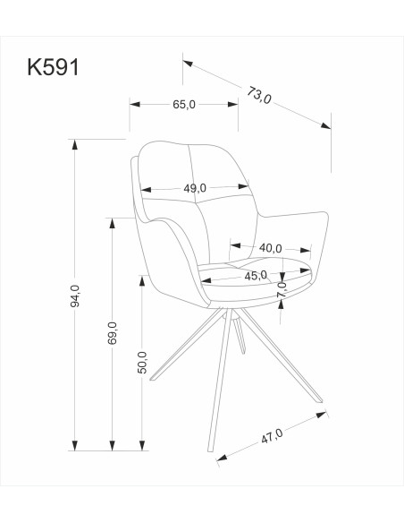 K591 krzesło z funkcją obracania, brązowy  (1p 2szt)