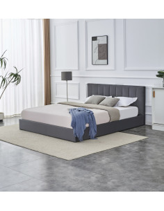 KATARINA  łóżko z pojemnikiem na pościel, popielaty (2p 1szt)