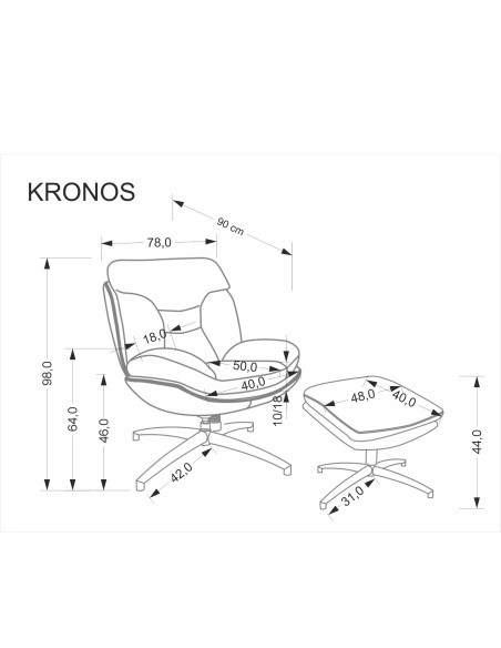 KRONOS fotel z podnużkiem, beżowy / wielobarwny (1p 1szt)