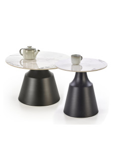 MAGNETA zestaw 2 ław, biały marmur / czarny (2p 1szt)