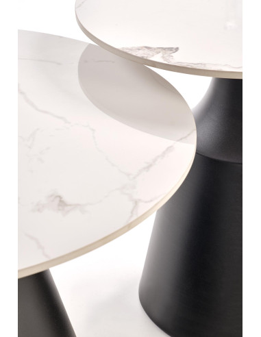 MAGNETA zestaw 2 ław, biały marmur / czarny (2p 1szt)