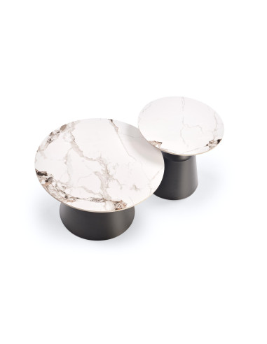 MAGNETA zestaw 2 ław, biały marmur / czarny (2p 1szt)
