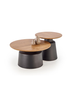 MALOMI zestaw 2 ław, naturalny/czarny