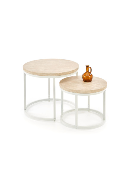 OREO zestaw dwóch ław, trawertyn / biały  (1p 1szt)