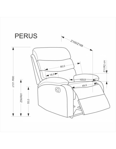 PERUS fotel wypoczynkowy popielaty (1p 1szt)