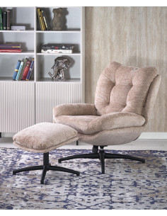 PESTO fotel z podnóżkiem / funkcja kołyski,  beżowy