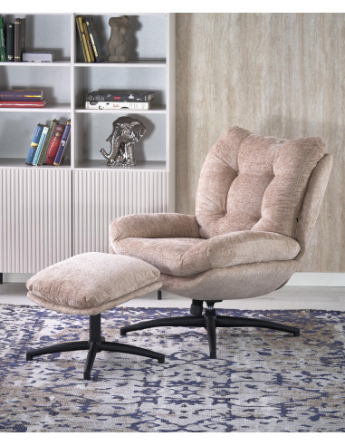 PESTO fotel z podnóżkiem / funkcja kołyski,  beżowy