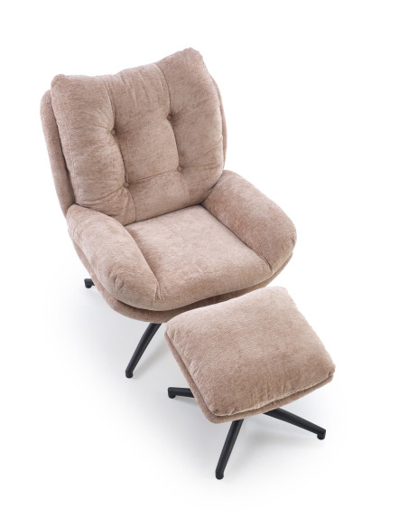 PESTO fotel z podnóżkiem / funkcja kołyski,  beżowy