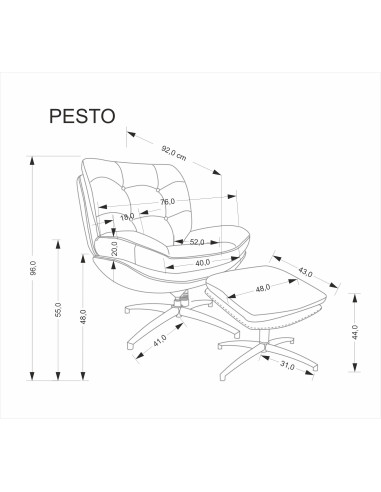 PESTO fotel z podnóżkiem / funkcja kołyski,  beżowy