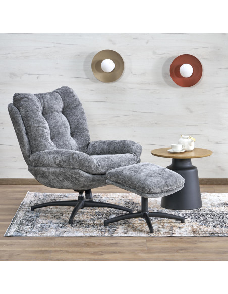 PESTO fotel z podnóżkiem / funkcja kołyski,  popielaty