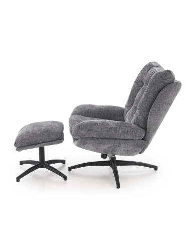 PESTO fotel z podnóżkiem / funkcja kołyski,  popielaty