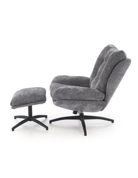 PESTO fotel z podnóżkiem / funkcja kołyski,  popielaty